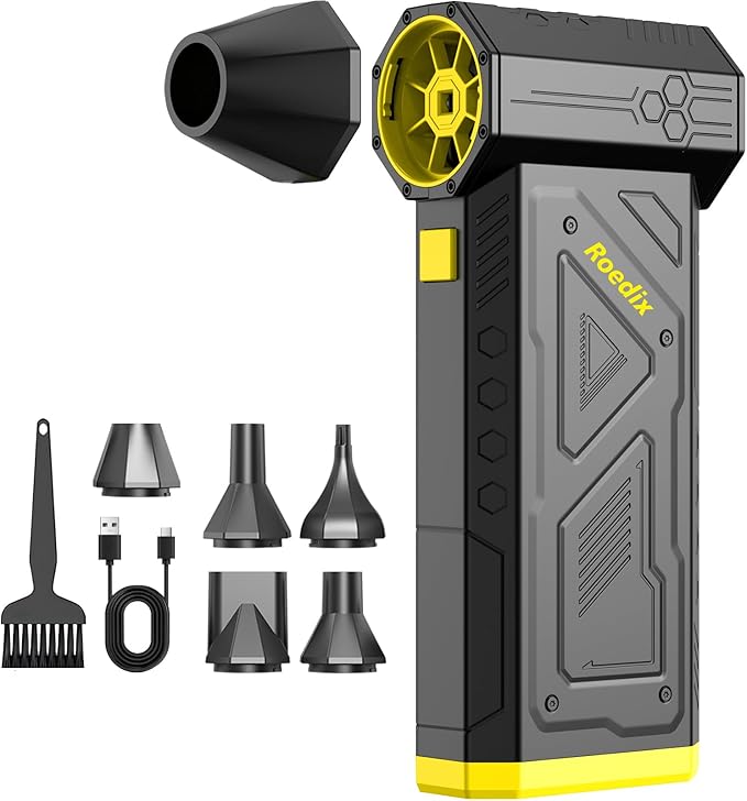 Compressed Air Duster, 150000RPM Electric Air Duster, Replace Compressed Air Can - No Canned Air, Portable Air Blower for Computer, Keyboard Clean, Car,Home Cleaning (Yellow)