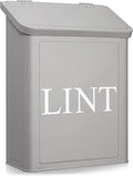 Calindiana Modern Farmhouse Metal Magnetic Lint Bin for Laundry Room Decor and Accessories with Lid and Laundry Room Organization and Storage Wall Mount Space Saving Washer and Dryer Trash Can (Grey)