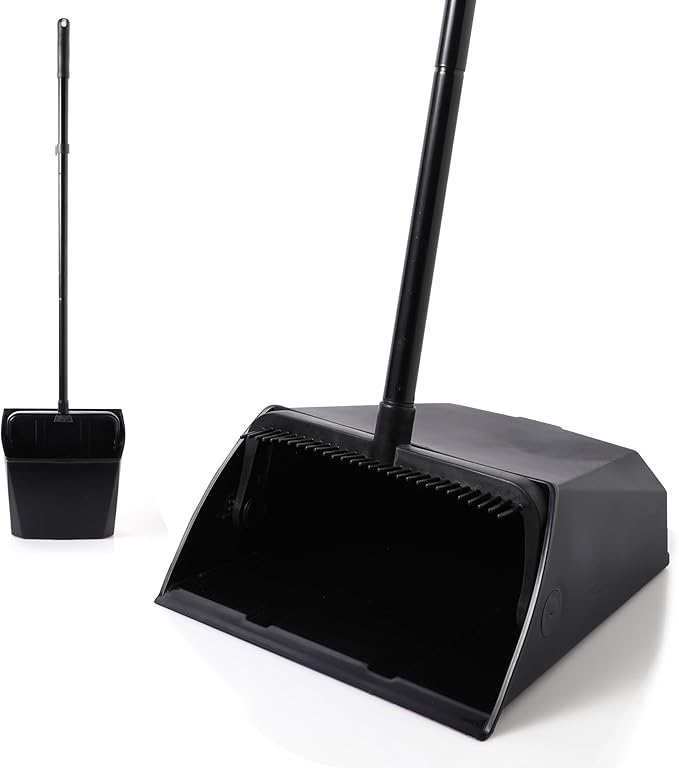 Eyliden Large Commercial Dustpan with Comb Teeth, Upright Heavy Duty Dust Pan for Restaurants Garages Courtyard Sidewalks Lobby Home Kitchen Room Office Classroom (1pc Dustpan)