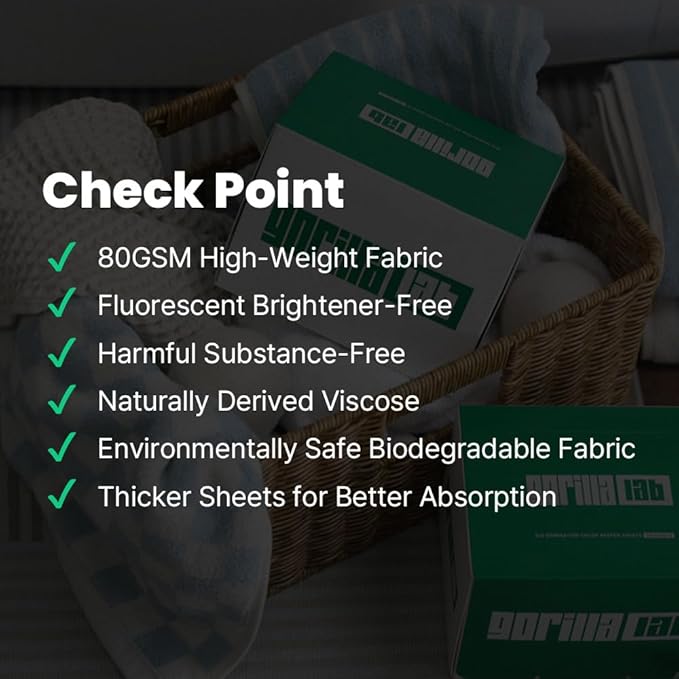 Gorilla Lab Color Catcher Monster Sheets for Laundry, 200 Count Heavy-Duty XL Dye & Debris Absorbing, Fragrance Free, Safe for Sensitive Skin, Works in All Washers