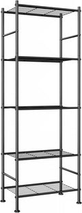 Abiglifty Storage Shelves, 5-Tier Metal Shelving, Wire Shelving Unit with Adjustable Leveling Feet, Shelf Organizer for Bathroom, Pantry, Laundry