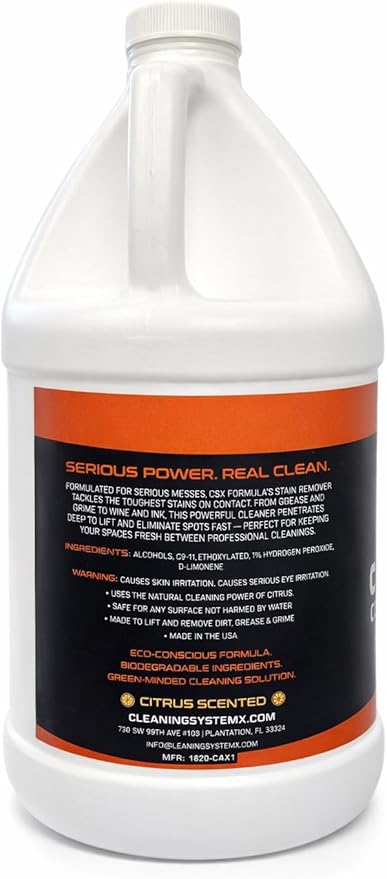 Stain Remover, Carpet Cleaner, 128 oz, Liquid, Citrus Fresh Scent, Biodegradable, Bleach Free