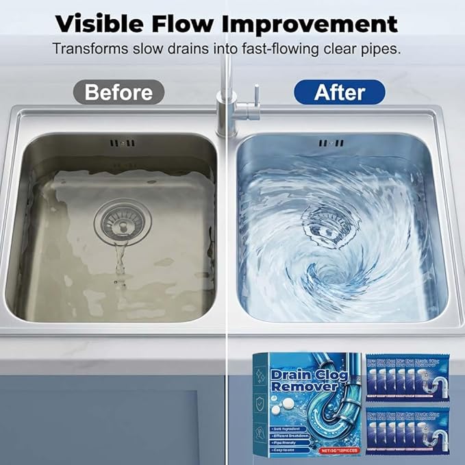 Strong Drain Effervescent Tablet, 2026 New Disposal Cleaner Tablets Eliminator Quickly Eliminates Odors, Sink Smell Effervescent Tablets, Sink Drain Cleaner for Sewer, Toilet and Septic Tank (1)