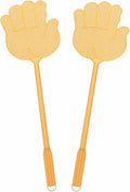 HARFINGTON 5pcs Fly Swatter 5.7"x5.3" Plastic Manual Heavy Duty Long Handle Fly Swatter for Home Indoor Outdoor, Gold