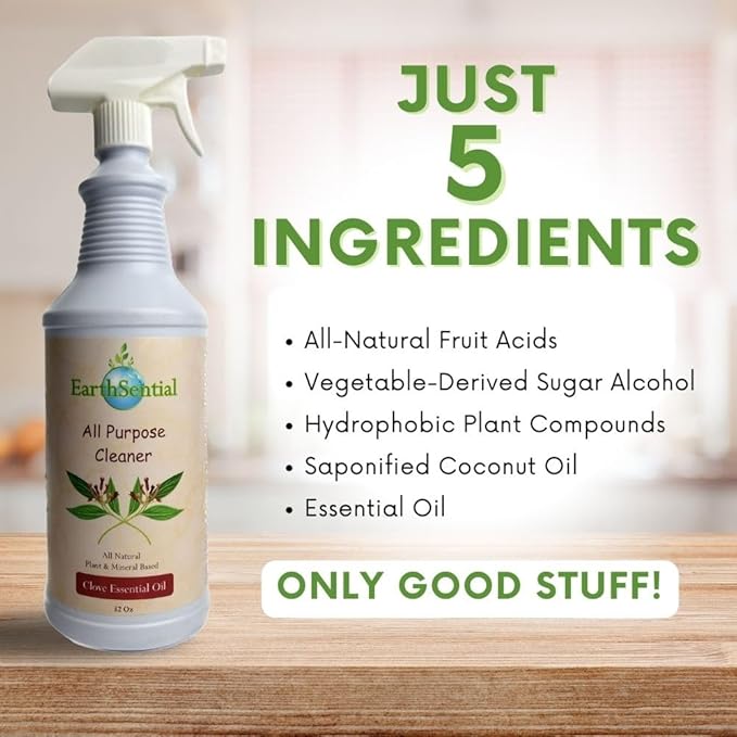Clove All Purpose Cleaner, Plant-Based, 5 Ingredient Formula, 32 oz Spray Bottle