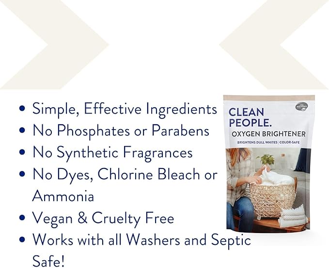 The Clean People Oxygen Brightener Stain Remover | Bleach Alternative, Simple Ingredients, Brightens Dull Whites AND Colors | 79 oz 2 Pack