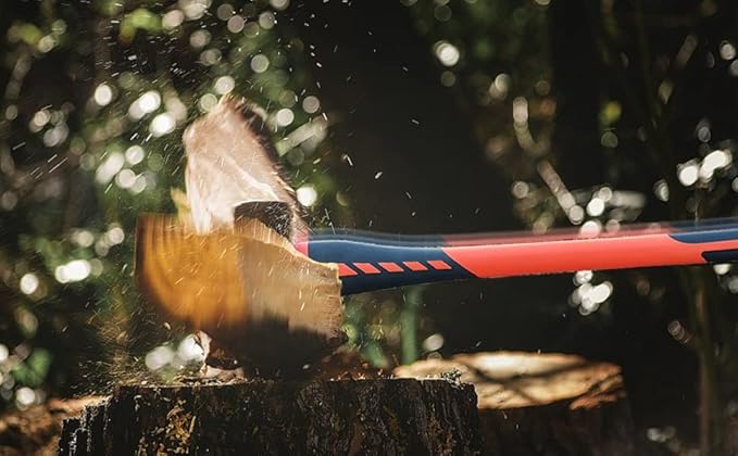 Chopping Axe, Hand Axe, Camp Hatchet for Splitting Kindling and Chopping Branches, Wood Chopping Axe 5.5 lb with 36-in Fiberglass Handle (L)