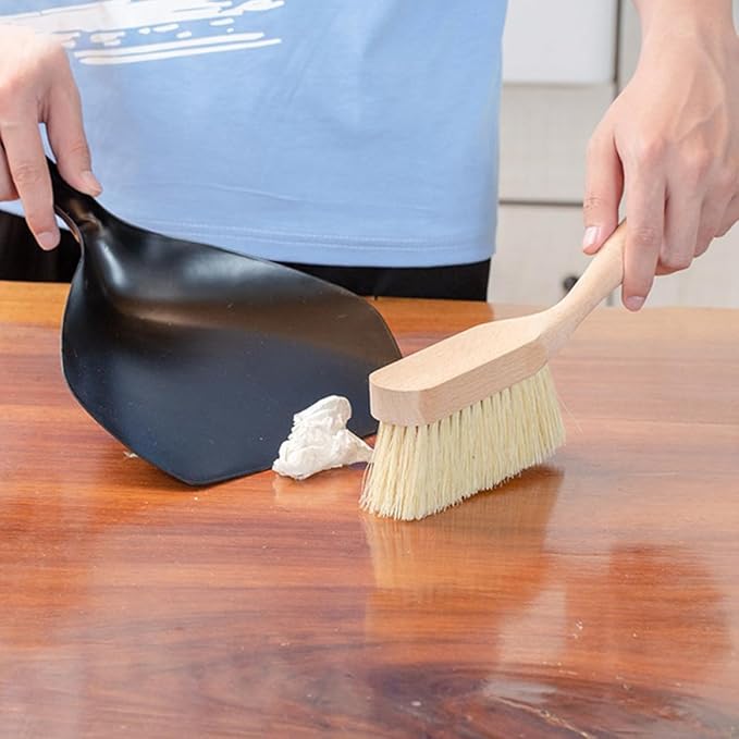 Mini Broom and Dustpan Set with Handle, Handheld Household Cleaning Accessory for Desktop and Office, 2pcs Portable Sweeping Tool for Small Debris Removal