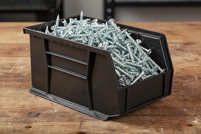 Hudson Exchange 9-1/2" x 6" x 5" Plastic Stackable Storage Bin and Hanging Container (Black, 1 Pack)