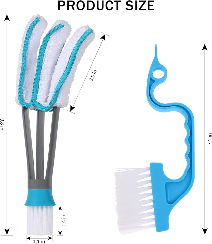 SetSail Blind Duster, Blind Cleaner Duster and Brush Kit with 3pcs Removable Microfiber Sleeves Groove Gap Cleaning Tool for Household Cleaning Window Cleaning Air Conditioner Cleaner