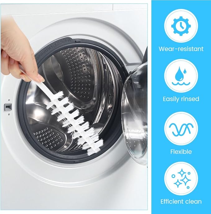2PCS Washing Machine Cleaning Brush,Rolling Washing Machine Cleaning Brush,Washing Machine Cleaner Front Loader,Washing Machine Cleaning Tools with Storage Hook(23.23x5.51x1.38inch)