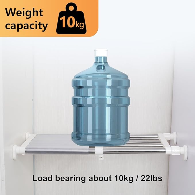 BAOYOUNI Tension Shelf Expandable Clothes Closet Organizer Rack Adjustable DIY Wardrobe Dividers Separator Ivory, 15.75-23.62 Inches