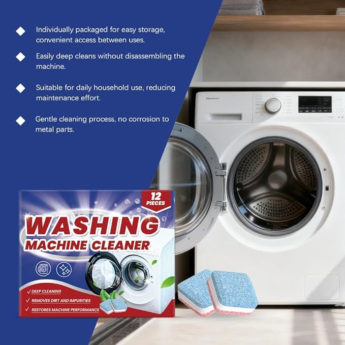 Washing Machine Cleaner Tablets, Deep Cleaning Descaler and Deodorizer, 12 Month Supply, 24 Pieces Washing machine cleaner