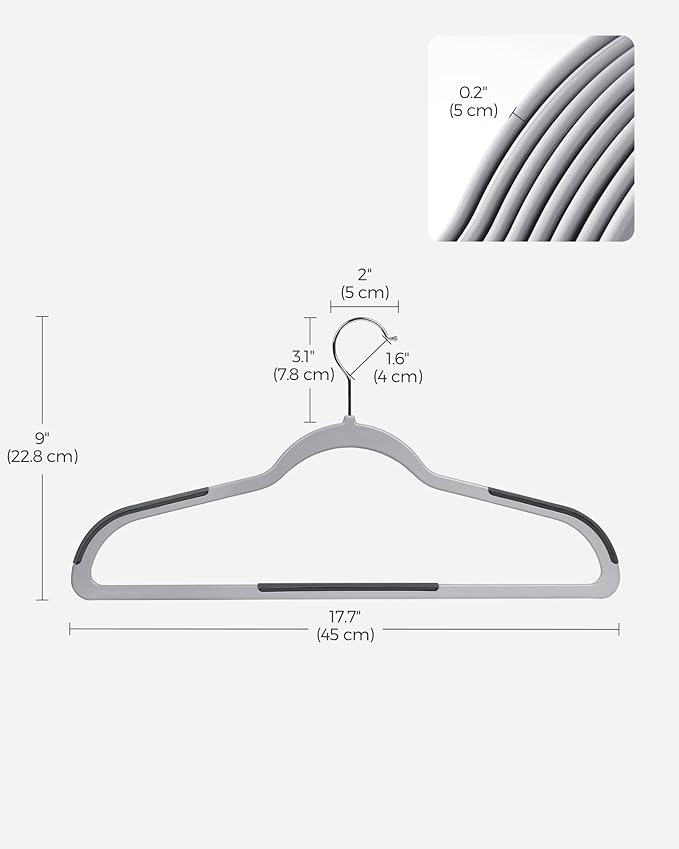 SONGMICS Clothes Hangers, Pack of 30 Plastic Coat Hangers, Space-Saving, Light Gray and Dark Gray UCRP30G