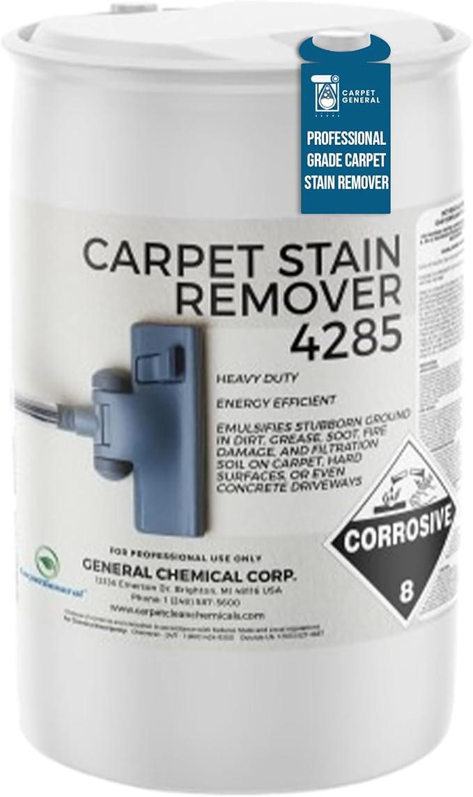 Carpet Stain Remover 4285 - All-Purpose and Multi-Surface Stain Remover - Residential Use - For Heavy-Duty Spot Cleaning - Professional Grade - 55 Gallon Drum