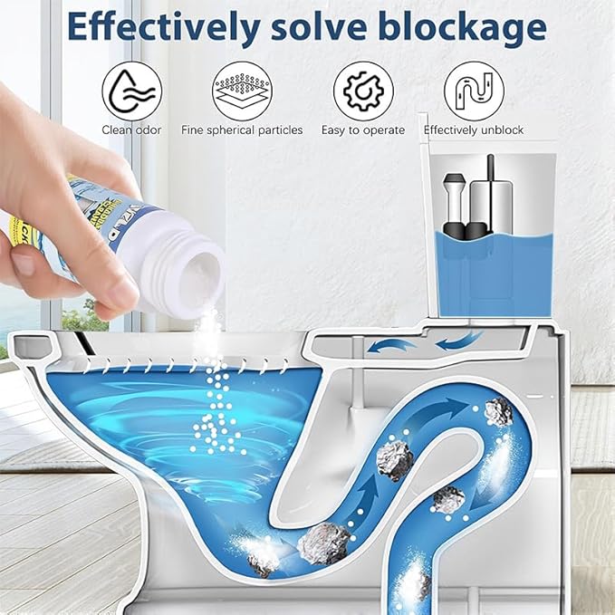 Wild Sink and Drain Cleaner Powder | Rapid-Foam Fast-Acting Pipe Declogger for Kitchen, Bathroom, Toilet, Shower Drain Maintenance (1pc)