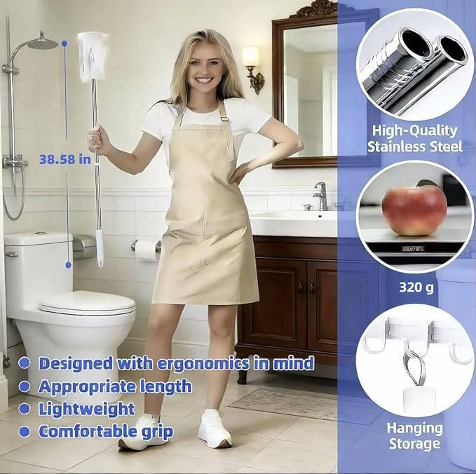Snap Grip Mini Mop Stick with 39in Handle — Zero-Touch Gap Dust Cleaner & Locking Head, Lazy Mops Wet and Dry for Kitchen Bathroom Toilet Cleaning (1 mini mop+10 Cloths)