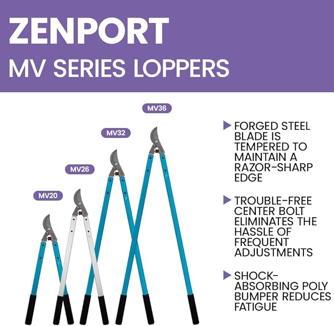 Zenport MV36 Professional Tree Lopper, Orchard and Landscape, 2-Inch Cut, Forged Head, 36-Inch Long