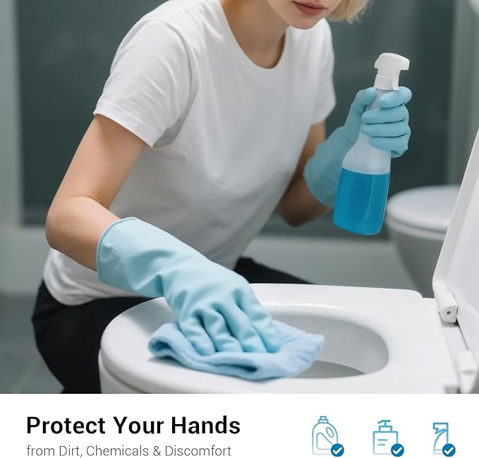 ThxToms 4 Pairs Reusable Rubber Gloves, 13" Natural Latex, 10mil Thick Heavy Duty Dishwashing & Cleaning Gloves, Non-Slip Grip, Multi-Color, Ideal for Kitchen, Bathroom, Car, & Garden Cleaning, Small