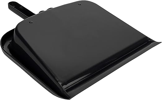 SPARTA Large Handheld Dustpan with Hanging Hole, Heavy-Duty Plastic Dustpan with Wide Lip for Countertops and Surfaces, Plastic, 10 Inches, Black