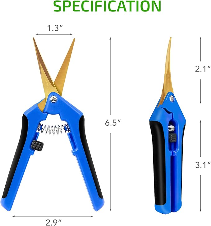 iPower GLPRNR6BLTI 6.5" Pruning Shear Hand Pruner for Gardening Potting with Titanium Coated Curved Precision Blades, 1-Pack, Blue