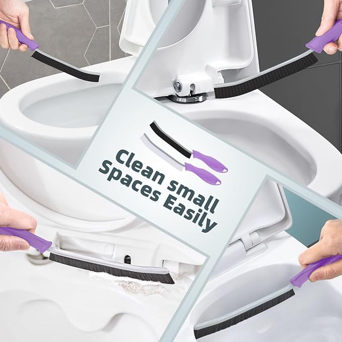 Toilet Brush, 4Pcs Bathroom Cleaning Brush, Toilet Scrubber, Deep Toilet Bowl Brush with Hanging Hole, Multifunctional Gap Cleaning Brush, Bristles for Kitchen Sinks, Tub,Shower (4, Purple)