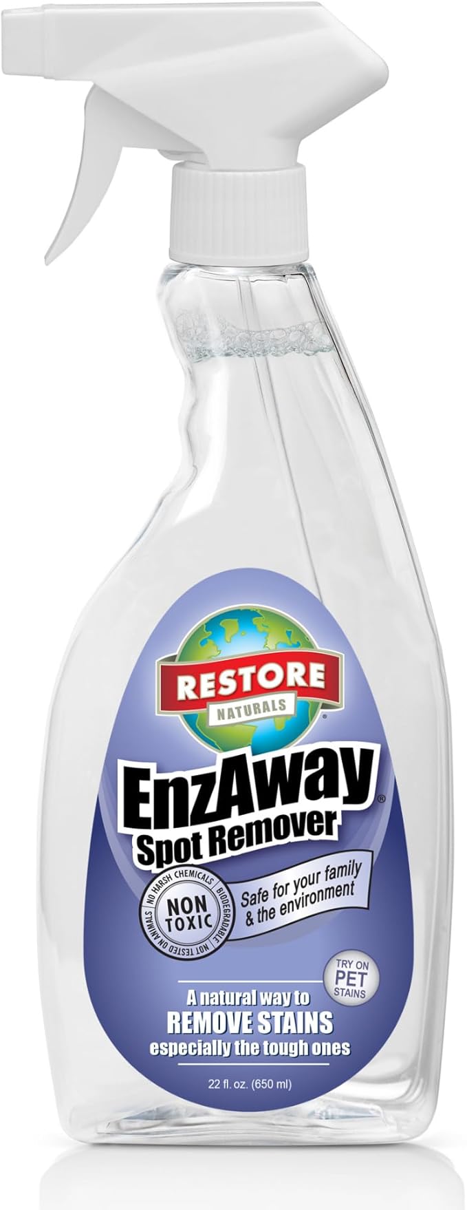 Restore Naturals Enzaway Carpet Spot Cleaner - 22oz - Pet Stain Remover Spray for Carpet - Gentle, Non-Toxic Stain Remover | Cruelty-Free | Made in USA - 2 Pack