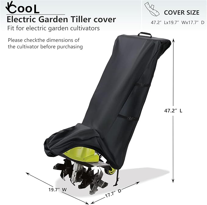 Okcool Electric Tiller Cover,Heavy Duty Waterproof Cultivator Cover for Sun Joe Electric Garden Tiller,Black