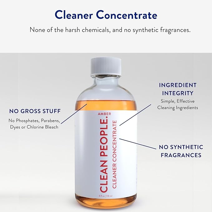 THE CLEAN PEOPLE Cleaner Concentrate - All-Purpose Cleaner for Multi-Purpose Cleaning, Bathrooms, Floors, Concentrated, Recyclable Packaging (Amber Scent) 4oz (2 Pack)