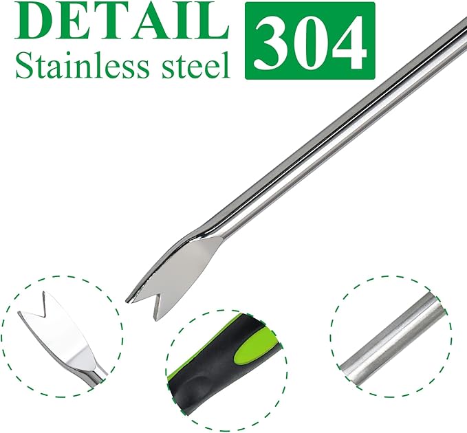 Dandelion Weeder Puller Tool with Soft Handle, Stainless Steel Garden Weed Remover Tool Weed Puller Tool Garden Weeder for Lawn Farmland Transplant Gardening Plant Tool