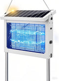 Solar Bug Zapper Outdoor, Mosquito Zapper Waterproof Electric Fly Zapper Rechargeable Mosquito Killer Lamp with 10W Solar Panel, 4500V Cordless Fly Trap for Backyard, Patio, Garden, RV, Camping