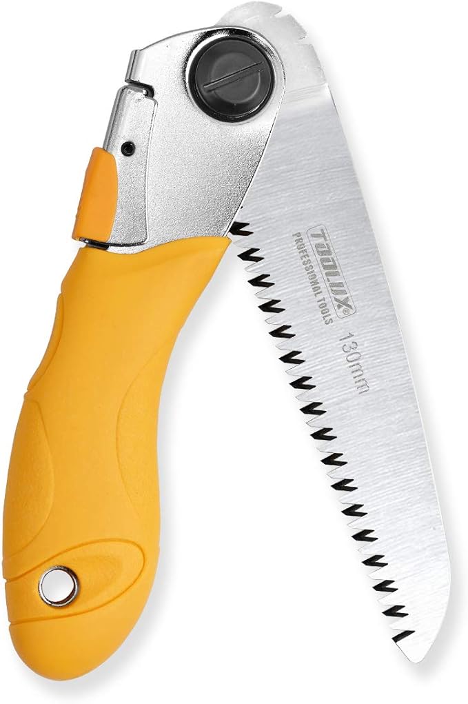 Toolux 5 Inch Folding Saw, SK5 Steel Pruning Hand Saw, Camping Saw for Smooth Cutting, Camping, Gardening, Tree Pruning, Wood Cutting, Compact Design with Non-Slip Ergonomic Handle for Outdoor Use
