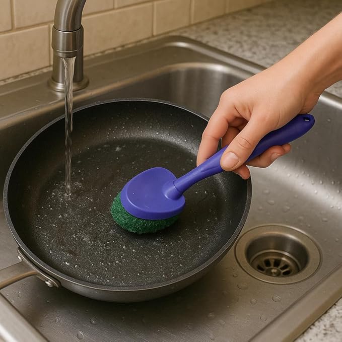 2-Pack Scouring Pad with Handle – Non-Scratch Scrubber for Kitchen, Bathroom, Tile, Cookware & Household Cleaning