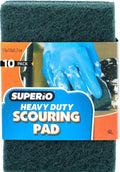 Scouring Pad Non-Scratching Scrubber Non-Scratch Cleaning Scrub Pads, Heavy Duty Scouring Pad, Reusable Kitchen Scrubbing Pad Pack of 10, Green, by Superio…