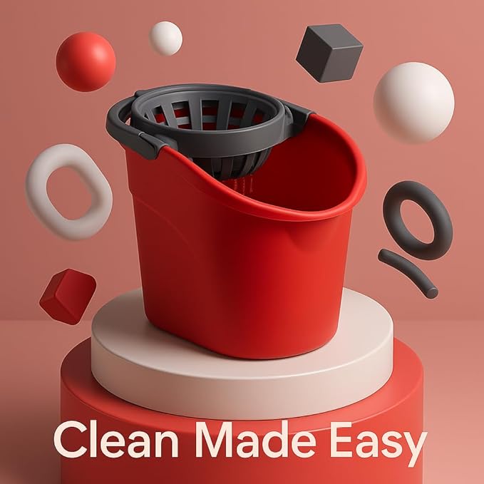 2.5 Gallon Mop Bucket with Built-in Wringer Red Cleaning Bucket for Floor Care Home Use Workspaces Janitorial Tasks and Household Cleaning Needs