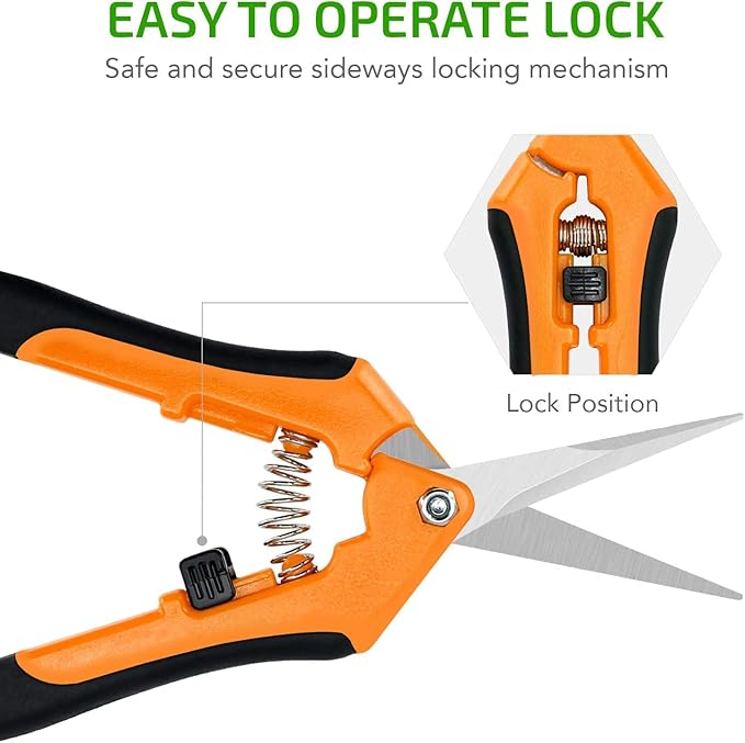 iPower 6.5 Inch Gardening Scissors Hand Pruner Pruning Shear with Straight Stainless Steel Blades, Orange, 4-Pack