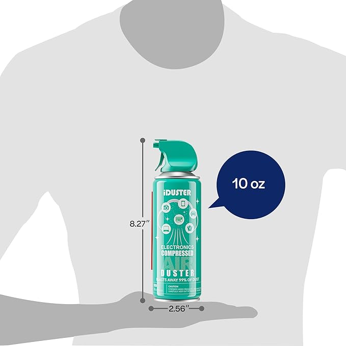 iDuster Compressed Air Duster for Keyboard - 10oz Canned Air for Electronics, 12 Packs