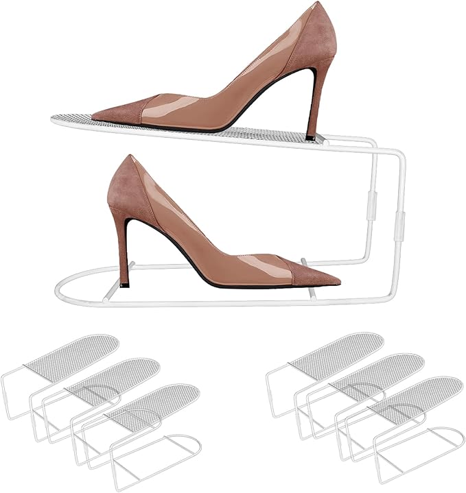 CiBiZi Shoe Slots Organizer 6Pack Metal Shoe Stackers for a Pair of Shoes Display Shelf Shoe Holder Shoe Storage Closet Organizers Shoe Space Saver Organizador de Zapatos White