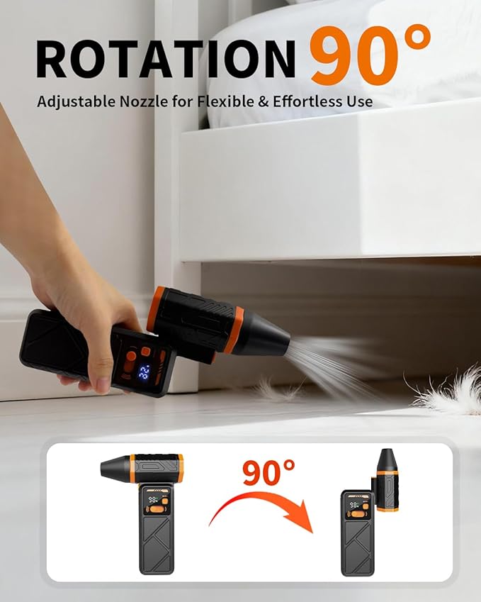 Compressed Air Duster,330,000RPM Electric Air Duster with LED Light,Rechargeable Cordless Mini Air Blower Adjustable Stepless Contorl,Dust Blower with LCD for Computer,Keyboard,House,Outdoor&Car