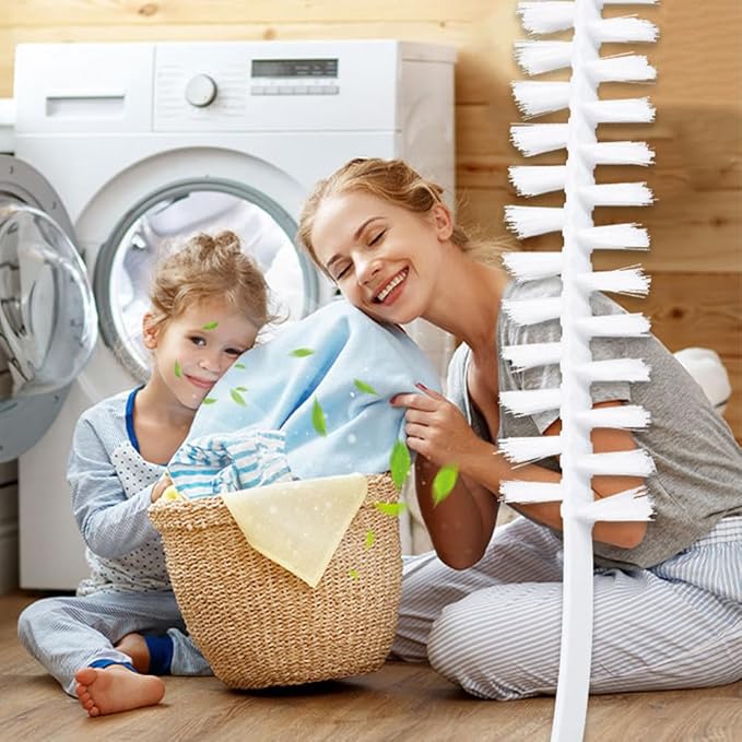 Washing Machine Cleaning Brushs, 2pcs 60cm Scrub Brushes with Long Handle Flexible Bendable Slot Cleaning Brush for Bathroom, Shower & Kitchen Sink Household(White)