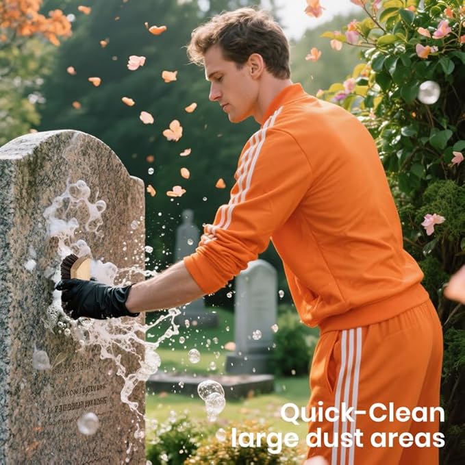 Headstone Cleaner Kit for Grave Cleaning, Cemetery Granite Gravestone Cleaner Tools, Tombstone Grave Cleaning Kit with Wooden Brush, Bristle Crevice Brush, Towel, Sponge, Scraper, Gloves