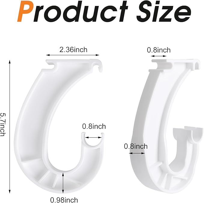 moonoom 4Pcs Hanging Closet Rod Support,3/4 Closet Shelf Rod Holder,Sturdy J-Shaped Closet Brackets for Hanging Clothes,Cabinets Storage and Curtain