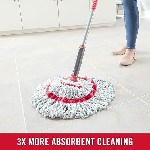Rubbermaid Microfiber Twist Mop Kit with 2 Refills Kit Machine Washable Built-in Wringer Lightweight Safe for All Floor Types Deep Cleaning for Home/Bathroom/Garage/Office