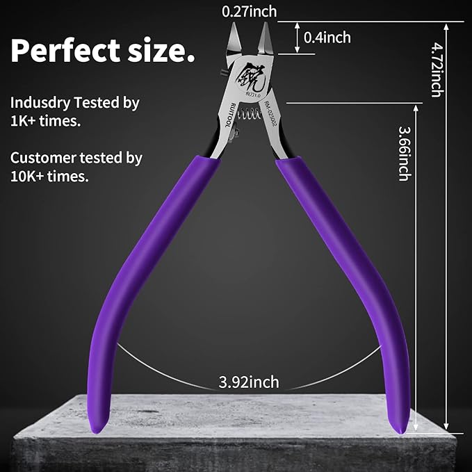 RUITOOL Model Nippers, Model Tools for Beginners to Repair and Fix Plastic Models, Ultra-thin Single-edged Non-slip Grip, 4.7 Inch Sharp Cutters for Model Building