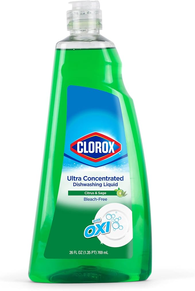 Clorox Ultra Concentrated Liquid Dish Soap with OXI, Citrus & Sage Scent - Dishwashing Detergent, Bleach-Free Formula Powers Through Grease, 26 Fl Oz