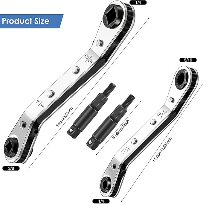 Ratchet Wrench Set, Refrigeration Repair Tool, Heavy Duty Ratchet Wrench Set, for Steel and Alloy, Automotive Plumbing Industrial Use, Air Conditioning Maintenance, Home DIY Repair Tool Kit