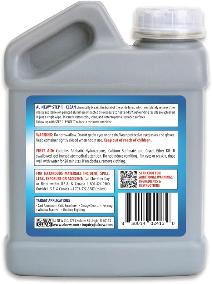 AL-NEW Aluminum Restoration Cleaning Solution | Clean & Restore Patio Furniture, Stainless Steel, and Other Household Metal Surfaces (16 oz.)