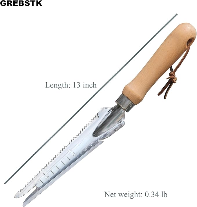 GREBSTK Garden Manual Weeding Tools Stainless Steel Beech Handle Shovel for Weeding, Cultivating, Transplanting, Digging