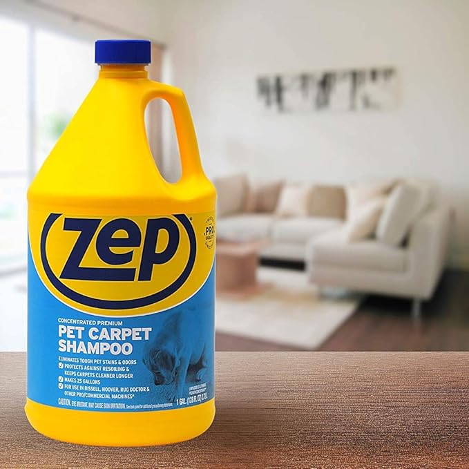 Zep Premium Pet Carpet Shampoo - 1 Gallon (Case of 4) ZUPPC128 - Concentrated Pro Formula Removes Tough Pet Stains and Odors