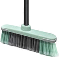Indoor Broom Soft Bristle Brooms - Brooms for Sweeping Indoor Pet Hair, House Broom for Cleaning Hardwood, Tile, and Decking Surfaces Across.（Green）